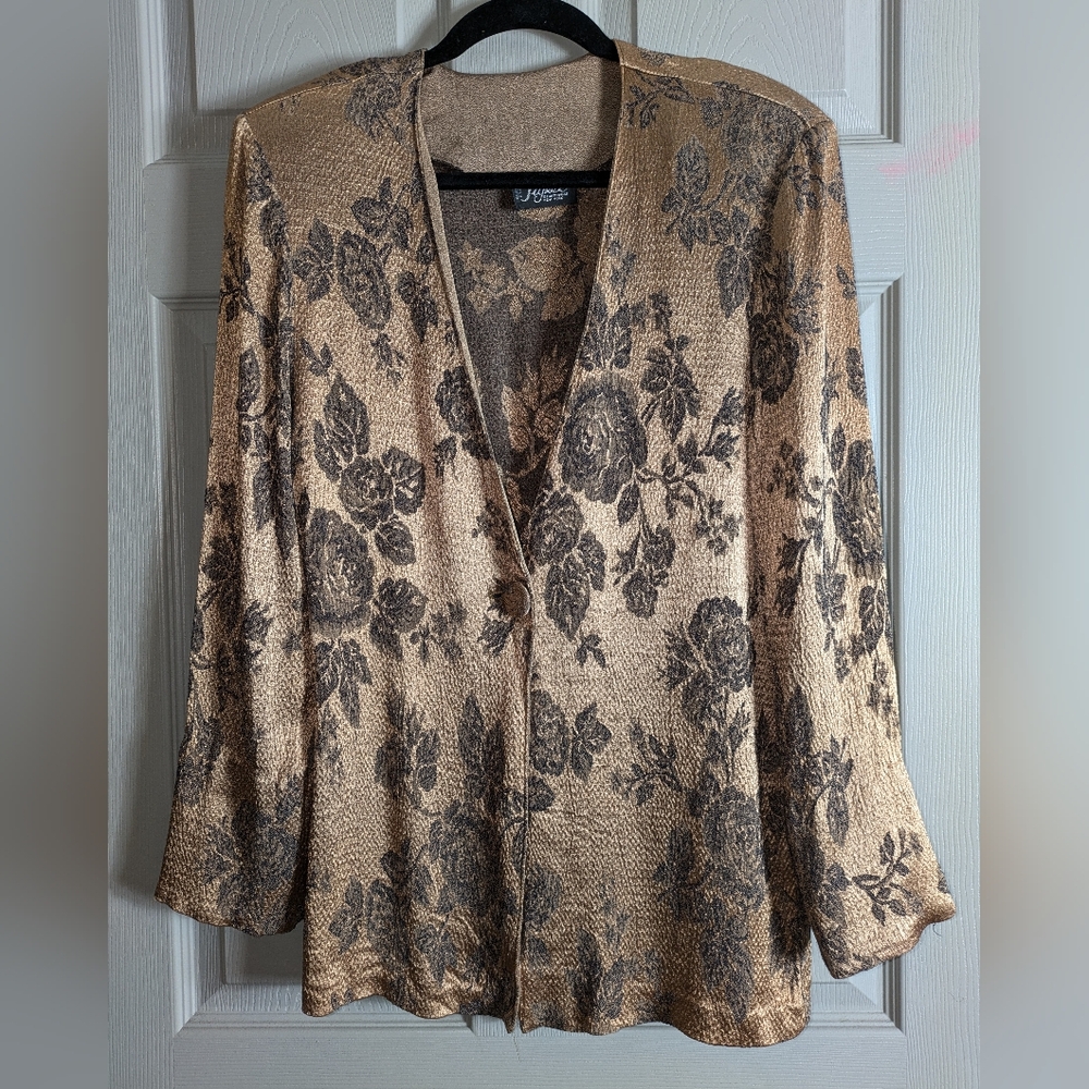 Vintage 80s Signet Sportswear New York Metallic Cardigan Size Medium
